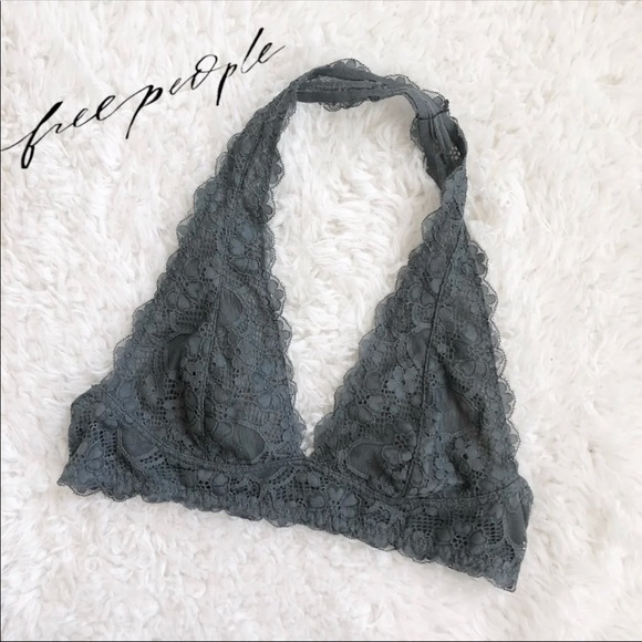 Free People Tops - Free People Gray Lace Halter Bralette